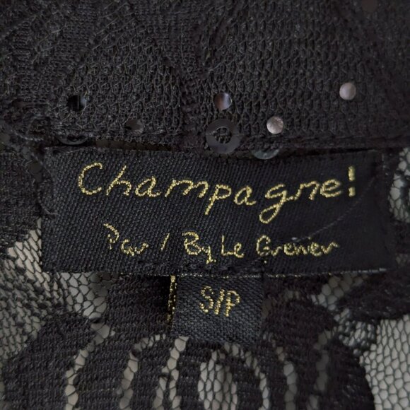 Y2K Champange by Le Greiner Ribbon Lace Sequin yoke top - Picture 10 of 11